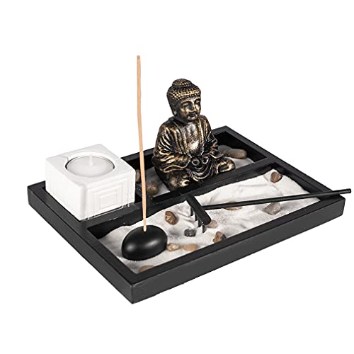 lachineuse - Jardin Zen Bouddha - Porte-Bougie Asiatique - Décoration Zen - Jardin avec Sable - Ambiance d'Asie - pour Intérieur Maison Bureau Méditation -...
