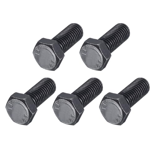 Image of METALLIXITY Hex Bolts (M12-1.75x30mm) 5Pcs, 8.8 Grade Carbon Steel Fully Threaded Black Oxide, Coarse Thread UNC Hex Head Screw Bolt - for Furniture Repair