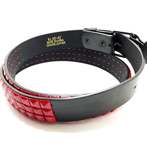Red Pyramid Studded Leather Belt Punk4