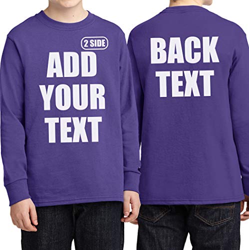 Custom T Shirt for Boys Girls Youth Add Your Text Front Back Side Personalized Long Sleeve T-Shirt2