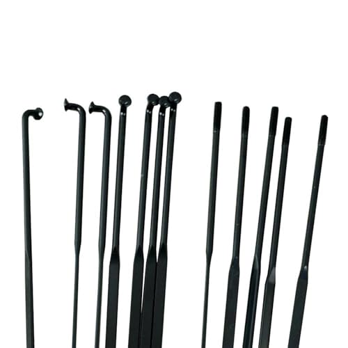 18PCS 14G Bicycle J Bend Flat Spokes - Black Carbon Steel Spokes with Nipples, 252mm-285mm in...