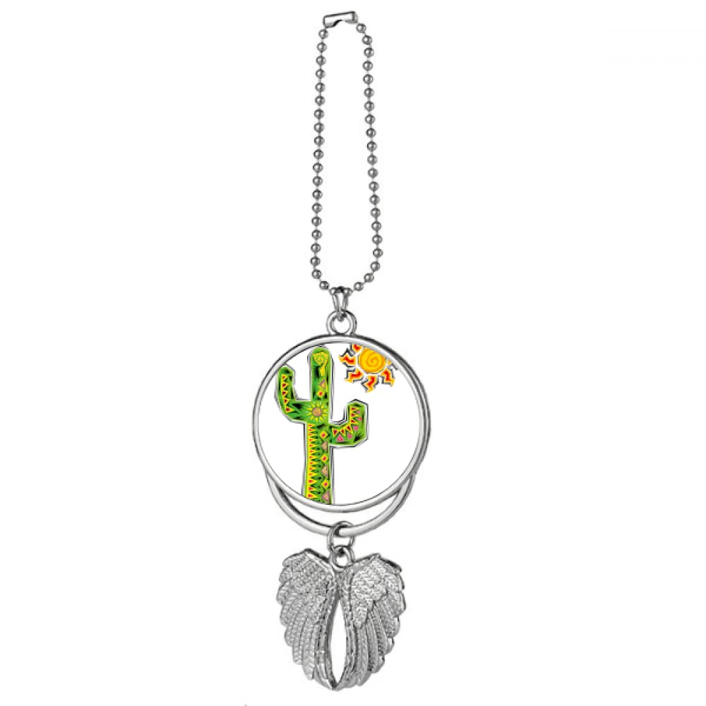 Hand-painted Cactus Mexico Culture Element Silver Wing Car Pendant Decoration