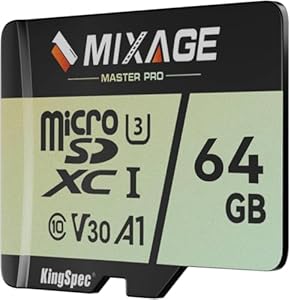 MIXAGE 64 GB MicroSDXC-Karte UHS-I U3/V30/A1/C10-100MB/s Lesen, 65MB/s Schreiben, 4K UHD Videoaufzeichnung – 3D-NAND-Flash-SD-Speicherkarte für Smartphones, Spielekonsolen, Dash/Sicherheits- und