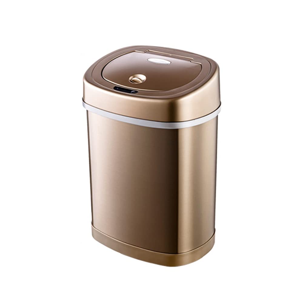 Smart Sensor Trash Can, Household Stainless Steel 15L Capacity Automatic Opening/closing Lid Mute Opening and Closing Office/Hotel(A)