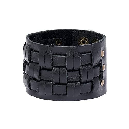 Image of Punk Rock Snap Bracelet Braided Wide Leather Wristband Arm Cuff Bracelet