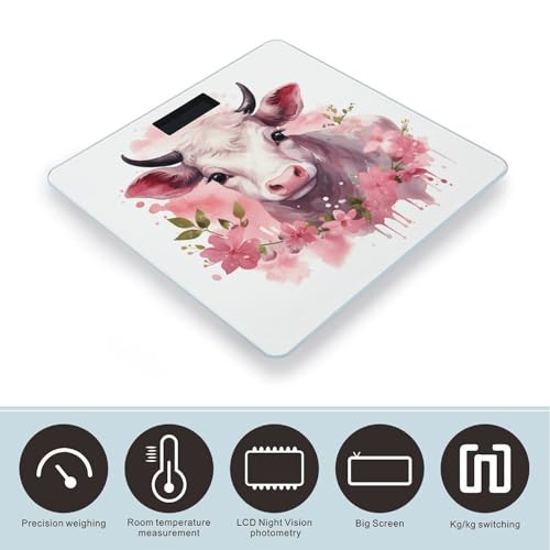 Báscula digital de baño con vidrio templado y pantalla LED clara miniatura 3