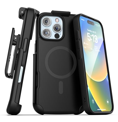 Encased SlimShield for iPhone 16 Pro Max Belt Clip Case with Phone Holster (Compatible with MagSafe) Matte Black (iPhone 16 Pro Max)