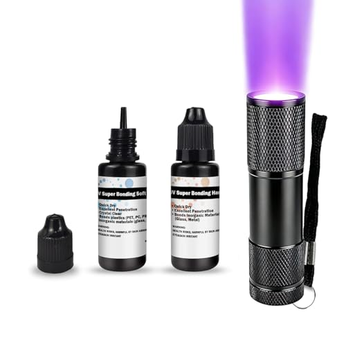 EDSRDXS UV Bonding & Welding Glue Kit UV Resin Kit Super Bonding Soft & Hard Glue with Black Light,...