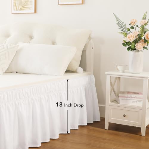 RIMELA White Bed Skirt Queen Size 18 Inch Drop, Elastic Bed Skirting for Bed Base and Frame, Bedding Dust Ruffle Easy to Install, Lightweight Wrap Around Adjustable Bedskirt - Image 6