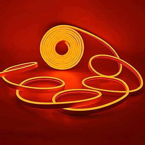 Image of Gesto 16.4 Feet Neon Lights with 12V Adaptor - Wall Decor Led Strips Lights for Decoration,Cuttable Flexible Decorative Lights for Customized Name |Waterproof Rope Light for Indoor,Outdoor(Orange)