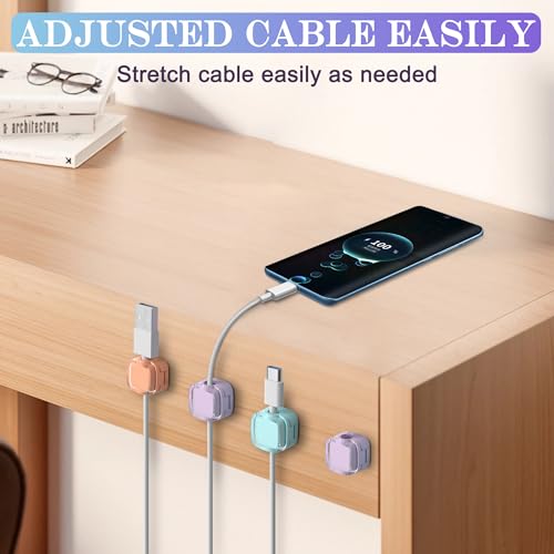 6 Pack Magnetic Cord Organizer,Magnetic Desk Cable Clips Management,Adhesive Charger Cable Clips Holder Keeper Organizer (Color Mix)