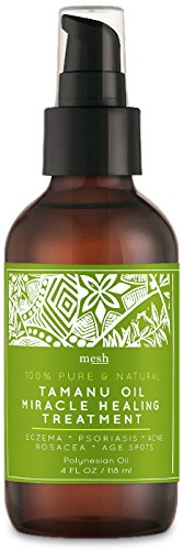 Mesh Organic Tamanu Oil 4 oz, 100% Pure Virgin Cold Pressed Unrefined, Treats Acne, Psoriasis, Eczema For Skin, Hair, Body, Nails 100% Satisfaction Guarantee