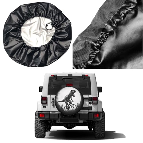 Image of Delerain Spare Tire Cover Dinosaur Moon Ride Bike Wheel Covers Waterproof Dust-Proof UV Sun Universal Fit for Trailer RV SUV Truck and Many Vehicle (17 Inch for Diameter 31 inch-33 inch)