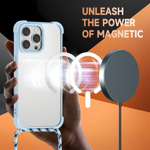 Coque iPhone 16 Pro ultra transparente bleu magnétique à cordon modulable - 2