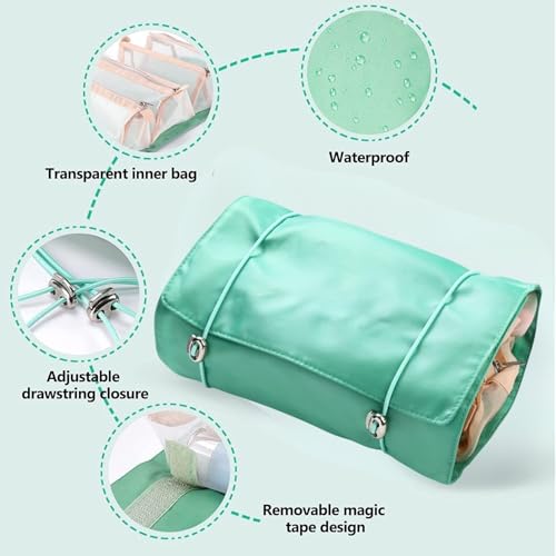 Image of Handcuffs Cosmetic Bag Roll Up Travel Toiletry Makeup Bag with 4 Removable Pouches Toiletries Organizer for Personal Care Make Up Cosmetics Accessories & Brushes