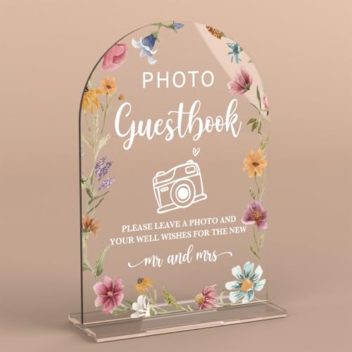 Acrylic Wedding Sign Photo Guestbook Signs for Ceremony Modern Ca...