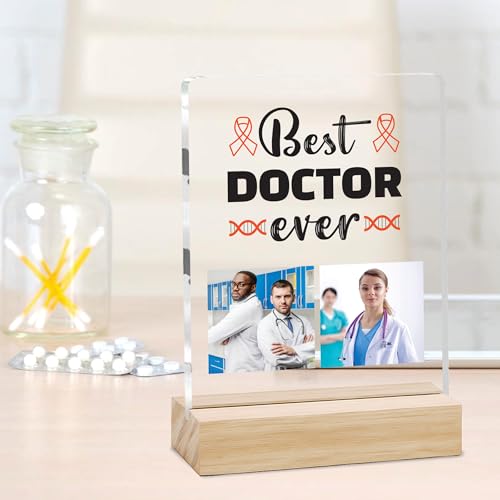Image of Giftplease Best Doctor Photo Plaque with Wooden Stand | Personalised Gift for Doctors | Thank You Gift for Medical Professionals | Home Office Table Decor |Appreciation Frame for Doctor DCT 04