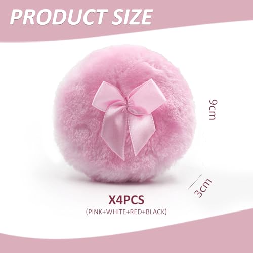 4 Stück Süße Plüsch-Puderquasten, Weiche Puderquasten, Flauschige Puderquasten, Körperquasten, Make-Up-Werkzeuge, Wiederverwendbar