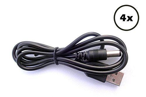 4-Pack USB to DC 5.5x2.1mm Cable 3.28ft (1.0m) - Type A Male to Type M Barrel
