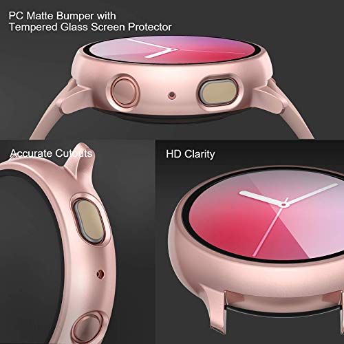 Tensea [2Pack]Compatible With Samsung Galaxy Watch Active 2 Screen Protector Case 40Mm,Bumper Full Around Cover For Samsung Galaxy Watch Active 2 40(Pink,40Mm)