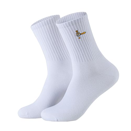 RF&CM Siebträger & Tamper | Bestickte Baumwollsocken – modische Crew-Socken für Männer und Frauen, Baumwollsocken, Siebträger-Design, Geschenkideen für Espresso-Liebhaber