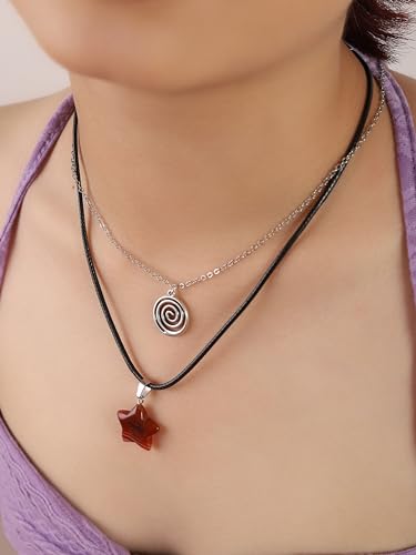 OJERRY Set 2 Spiral Star Pendant Necklace for Teen Girls, Y2K Indie Grunge Aesthetic Jewelry, Trendy Sfuff for Teen Girls4