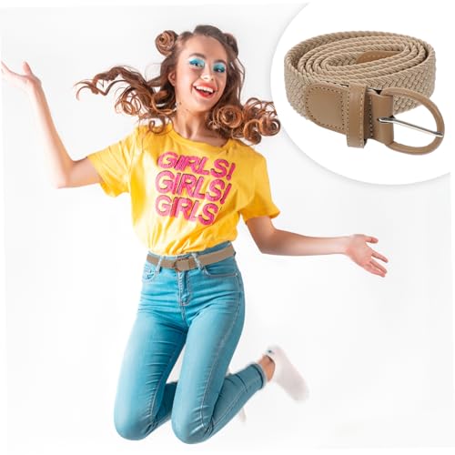 Elastic Woven Waist Belt for Men and Women Beige Braided Stretch Fabric Band for Jeans Casual Dresses Slimming Accessory for Parties and Daily Wear4