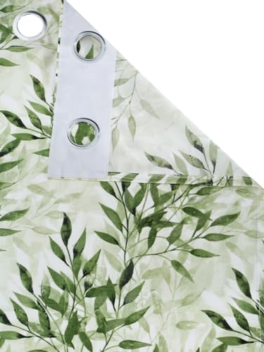 Image of Home Sizzler 2 Pieces Floral Flow Grommet Polyester Door Curtain - 7 Feet, Leaf Green