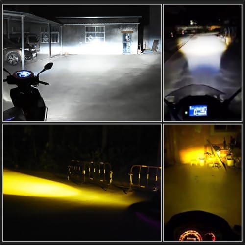 OBEROI'S TRADERS Super Bright H4 Fitting CYT Led Headlight Lens Projector Bulb | White and Yellow | High and Low Beam | With Cooling Fan For All Bikes, ATV and Scooters