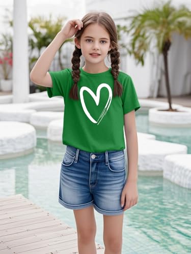 Image of Girls Short Sleeve Tee Shirts Kids Summer Crewneck Tops 5-14 Years