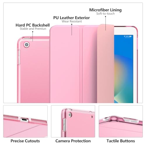 Image of Moko Smart Case for iPad 9th / 8th / 7th Gen Case 10.2 Inch, Flowers Pink