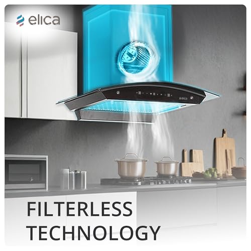 Image of Elica 75cm 1500 m3 /hr BLDC Filterless Autoclean Kitchen Chimney with 15 Years Motor & 5 Years Comprehensive Warranty | WDFL 750 BLDC HAC LTW MS NERO | Black | 9 Speed Touch + Motion Sensor Control