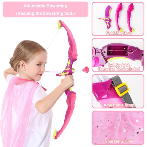Vgofun Bow And Arrow For Kids, Led Light Up Archery Set With Princess Cape And Crown thumb #3