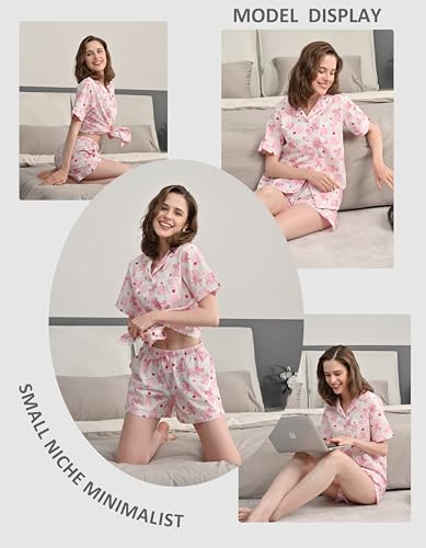 Image of NAP BOUND 100% Cotton Pajamas for Women 2 Piece PJs Set Long Sleeve Button Down Breathable Woven Sleepwear Loungewear XS-XXL