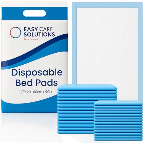 40 x Easy Care Solutions 60 x 90 cm | Disposable Incontinence Bed Pads, Underpads, Bed Mats, Mattress Protectors, Incontinence Pads, Waterproof Bed Sheets for Babies, Children & Adults | 2 Packs of 20