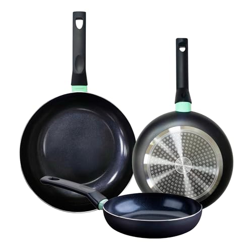 Fackelmann Brandao Set de 3 sartenes antiadherentes, 20/24/28 cm, Aluminio Reciclado, Revestimiento Antiadherente Cerámico Resistente hasta 400ºC, Libres de PFA, Aptas para Inducción