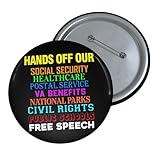 Hands Off Our Social Programs Pin, Anti Trum.p Anti Mag.a FDT Doge Democrat Badge, Anti Oligarchy Resist 8647 Button, Protest Political Pin (Style 1)