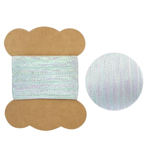 オーガンジーリボン 両面 オーロラ 【ブルー】 青 幅6mmx5m テープ ギフト ラッピング 手芸 包装 ポリエステル 透け感 細い アクセサリー きらきらぷんぷん丸 SRBN-012