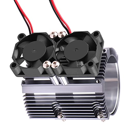 Acekeeps Rc Heat Sink W/Two High Speed Fans Set For 1/8 Arrma Typhon 1/10 Traxxas Summit E-Revo Work With Od 42Mm Brushless Motors (Silver) #TOP24