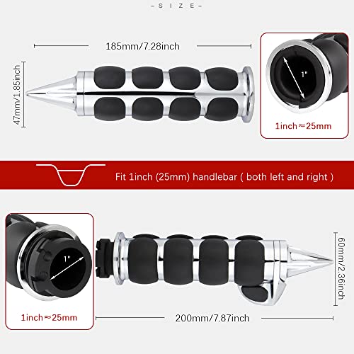 Kicry Motorcycle Hand Grips 1 Inch Handlebar Throttle Grips 25Mm Chrome Black Aluminum Rubber Compatible With Harley Davidson Dyna Sportster Road King Street Glide Fat Boy Honda Shadow Vtx(Chrome#4) #TOP6