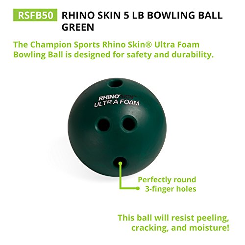 Champion Sports Foam Bowling Ball: 5 Lb Rhino Skin Soft Balls For Training & Kids Games, Green #TOP3