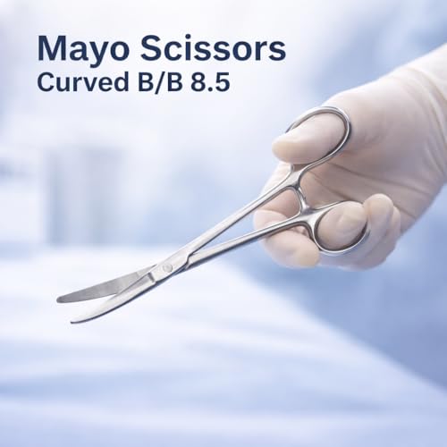 Image of Mayo Scissors Curved B /B 8.5 Inch | Surgical Stainless Steel Instrument for Tissue Dissection & Cutting in Medical Procedures