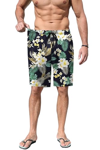 Image of Ekouaer Men's Pajama Shorts Soft Sleepwear Bottoms Elastic Waistband Loungewear Breathable Men Shorts with Pockets