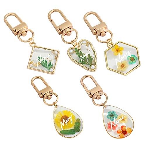 Personalized Resin Flower Name Keychain For Women Girls Cute Keyring Keychain Charm For Keys Ring Handbags Purse Custom Gifts 4*4.5Cm/1.57*1.77In #TOP4