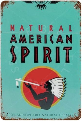 American Spirit Cigarettes Retro Tin Signs Wall Decor Vintage Style Metal Signs for Kitchen Home Office Bar Cafe Decor 8x12 Inch