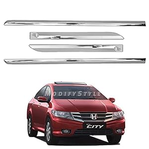 ModifyStyle Side Beading/Side Cladding/Door Garnish/Door Protector Chrome Suitable for Honda City (2008 to 2013) Type 4 (Set of 4pcs)