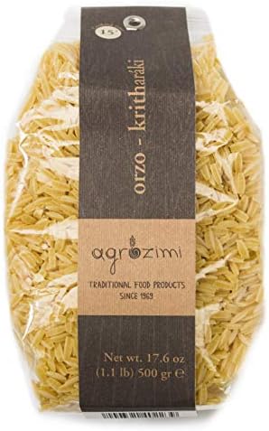 Agrozimi Traditional Kritharaki, Greek Orzo Pasta, Bronze Die-Cut, Naturally Air-Dried (17.6 Ounces, 500 Grams)