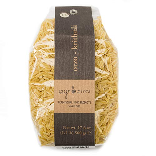 Agrozimi Traditional Kritharaki, Greek Orzo Pasta, Bronze Die-Cut, Naturally Air-Dried (17.6 Ounces, 500 Grams) #TOP8