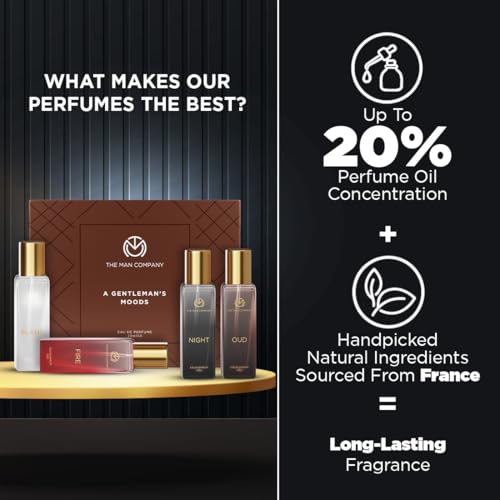 Image of The Man Company Perfume Gift Set for Man 4 X 20ml | Premium Long-Lasting Fragrance EDP - A Gentleman's Moods for Party, Office, Outing and Date | Christmas perfume for Man | Fresh scent for daily office wear