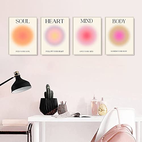 Ncyel 4 Colorful Abstract Halo Posters Angel Number Positive Energy Inspirational Language Inspirational Wall Art Bedroom Girls Room Pink Decoration Living Room Bedroom Apartment Hotel Dormitory 8X10 Inch Unframed #TOP2